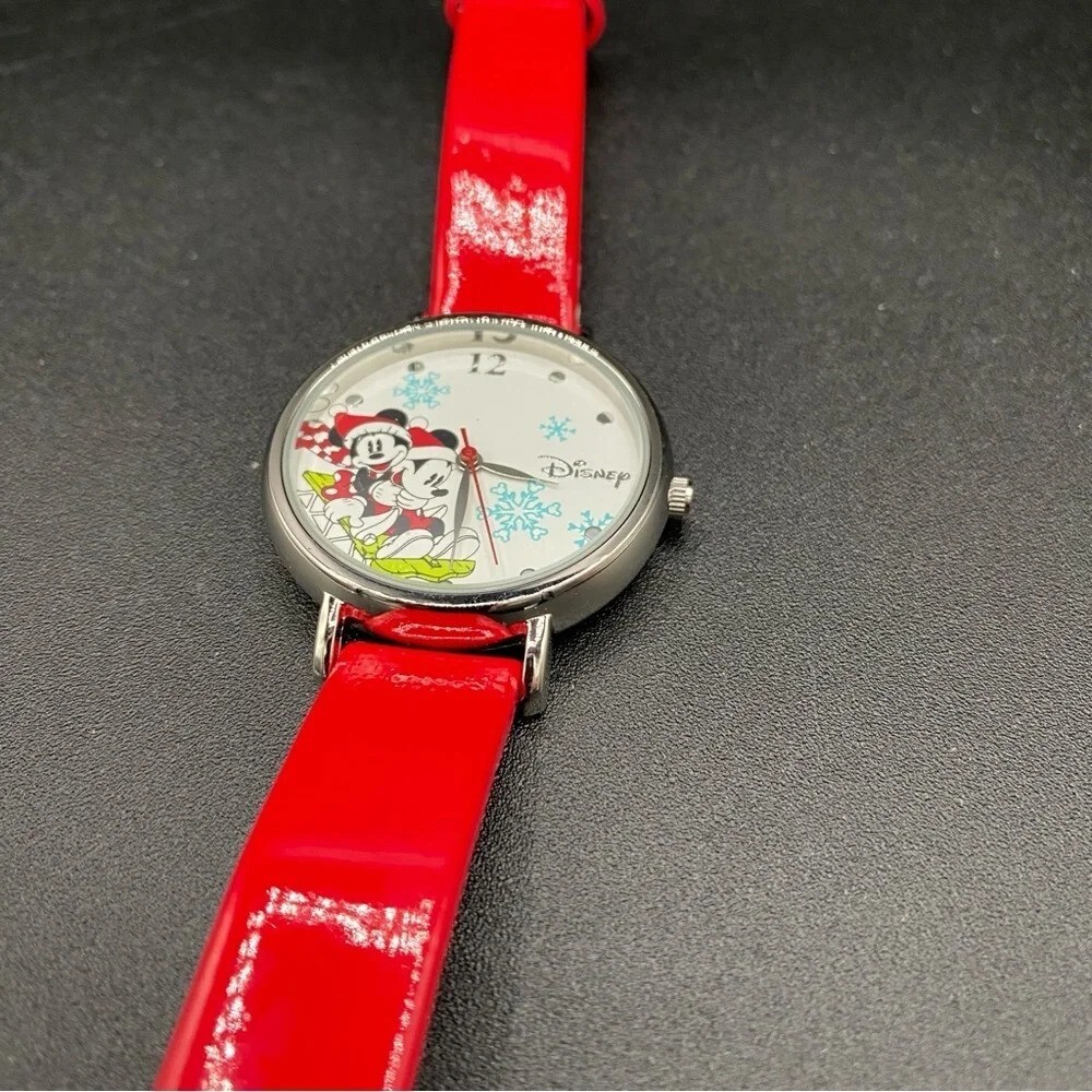 Disney Mickey Mouse Christmas Winter Watch with Patent Leather Strap - Working - Picture 9 of 11